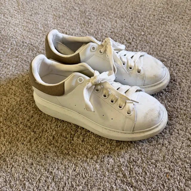 Alexander McQueen Oversized Sneakers White Grey Suede Mens Size 43 Luxury Shoes in white|gray Suede from Poshmark