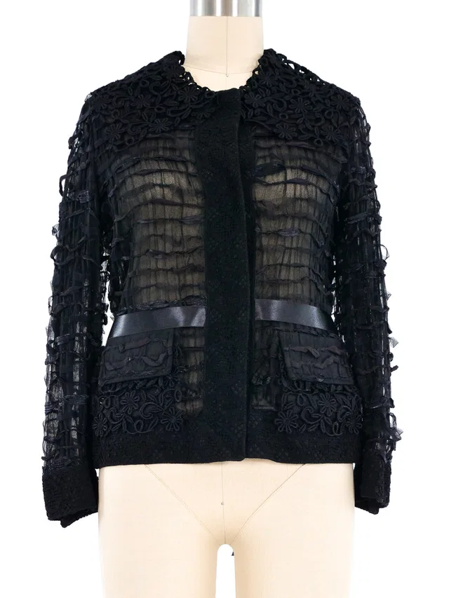 Dolce & Gabbana Lace Trimmed Silk Chiffon Jacket in Silk from Arcade Vintage