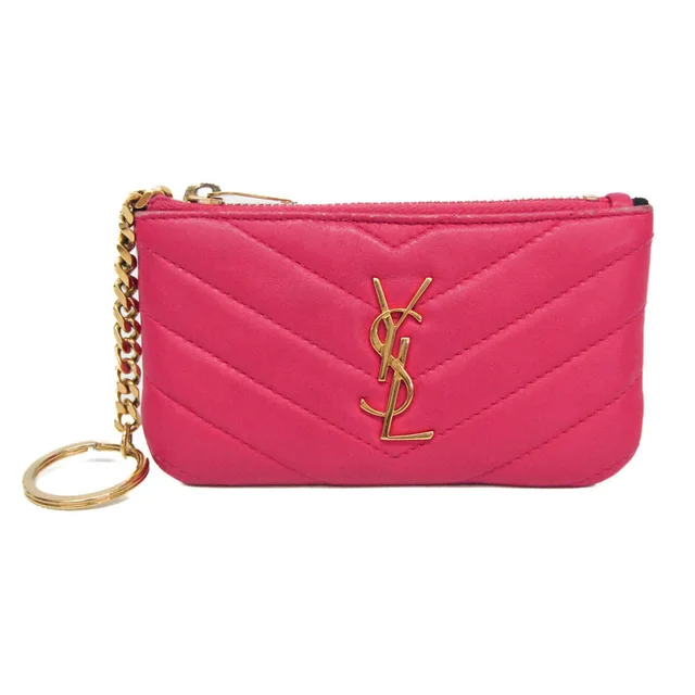 Saint Laurent Cassandra V-stitch Coin Purse 403182 Women's Leather Coin Purse/coin Case Pink in Pink Leather from Elady