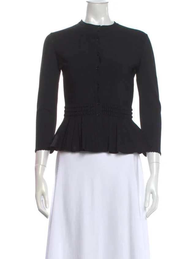 Alexander McQueen Crew Neck Three-Quarter Sleeve Top in black from The RealReal