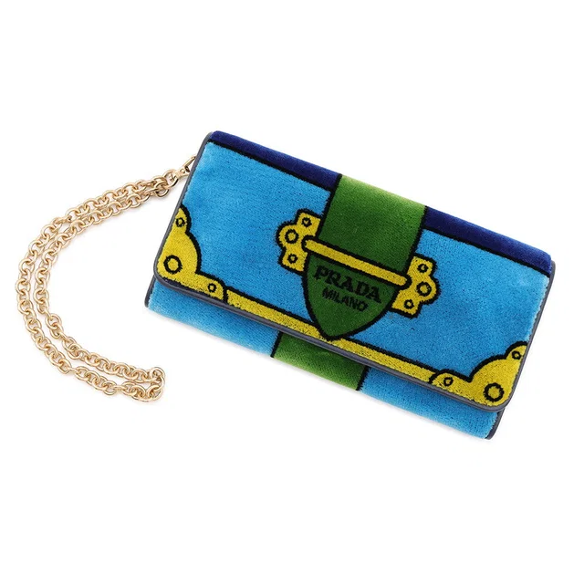 Prada Long wallet Blue/Multicolor1MH019 Velour in Blue from GALLERY RARE