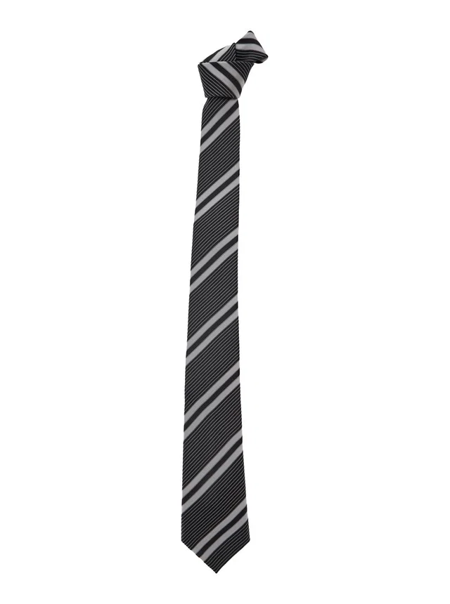 Saint Laurent Graphic Striped Silk Necktie — Black Neckties in Black Silk from HEWI