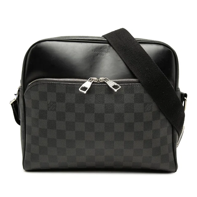 Black Louis Vuitton Damier Graphite Dayton Reporter MM Crossbody Bag in Black Canvas from Designer Revival