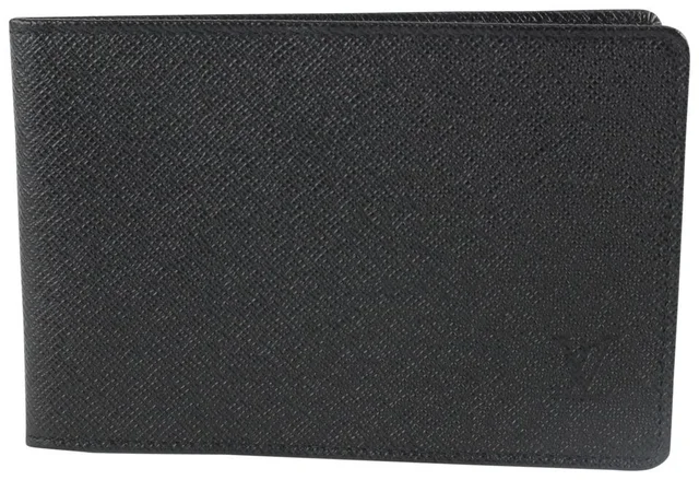 Louis Vuitton Black Taiga Leather Card Holder ID Case in Black Leather from Bagriculture