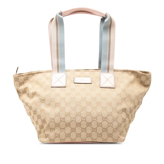 Pink Gucci GG Canvas Web Tote in Pink Canvas from Designer Revival