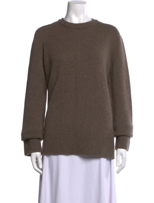 The Row Wool Crew Neck Sweater in red|brown Wool from The RealReal