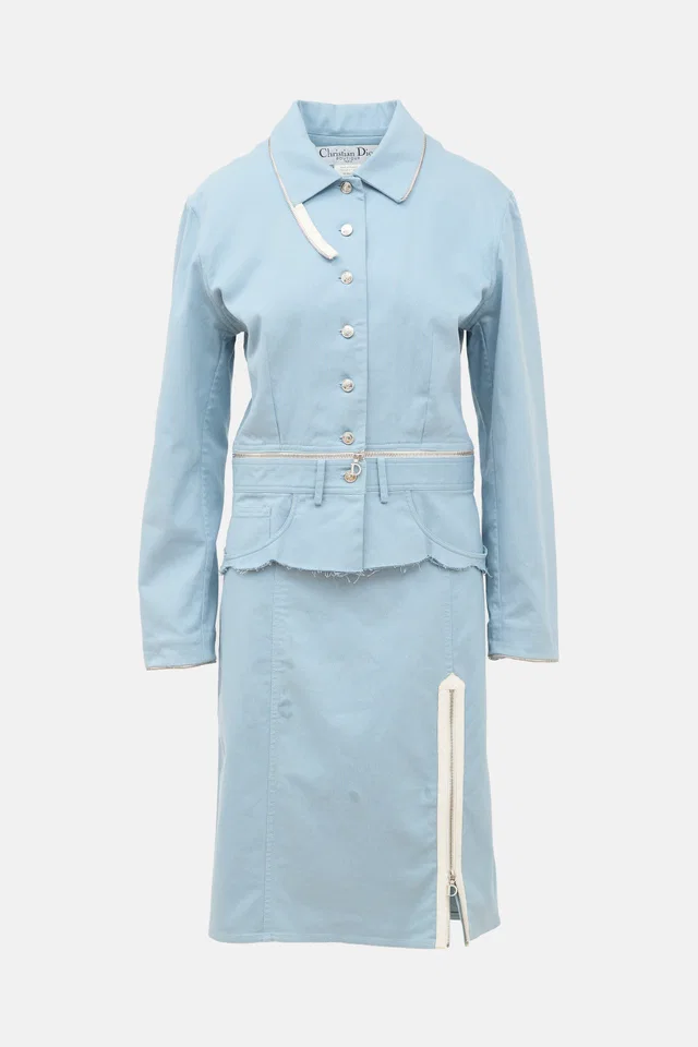 Dior 2000s Zipper Skirt Suit in Leather from VSP Consignment