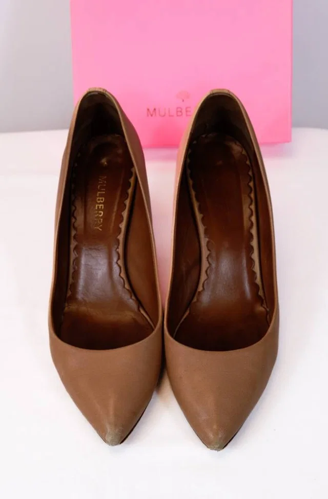 Mulberry Heels Made of Nappa Leather EU Size 40, 3" Heel in Brown Leather from Oxfam Online Shop