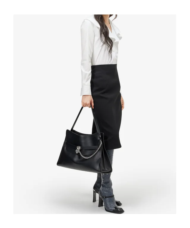 Alexander McQueen Women's Waterfall Collar Shirt in Optical White, photo 3 of 3 from SENSER