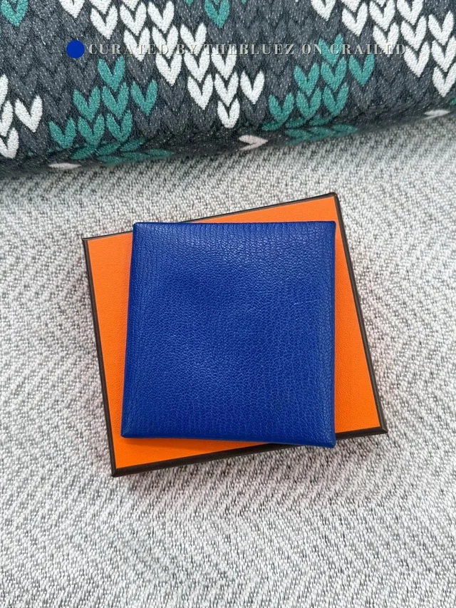 Hermès Card Coin Pouch in blue Woven leather from Grailed, photo 1 of 1