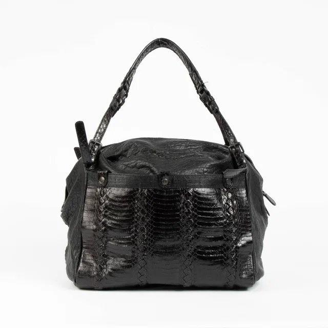 Bottega Veneta Black Python Bag in Black Python from Labellov