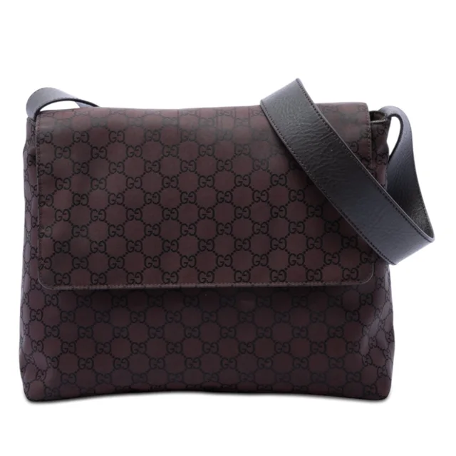 Brown Gucci GG Nylon Crossbody in Brown Nylon from Designer Revival