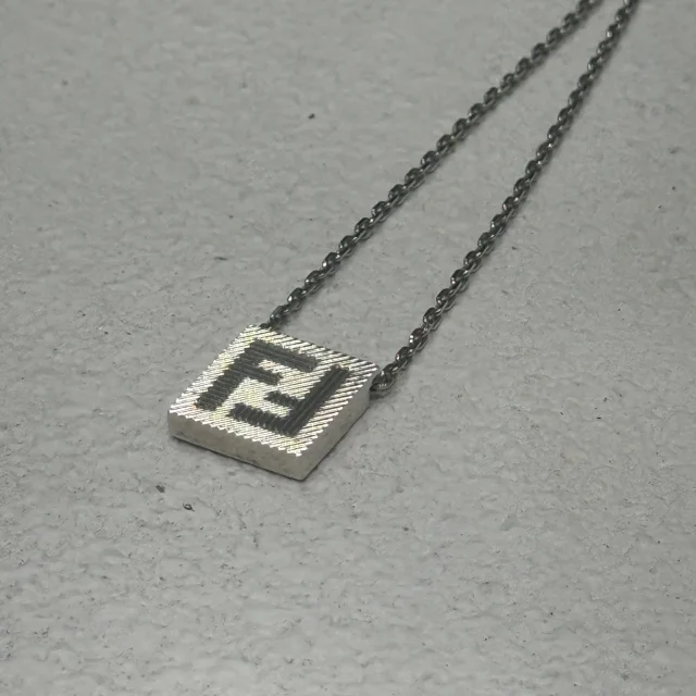Fendi Silver Square FF Necklace from Revivre