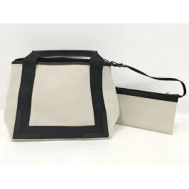 Balenciaga Navy Blue Cabas Shoulder Bag Canvas Beige Black in blue|black Canvas from Poshmark, photo 2 of 9