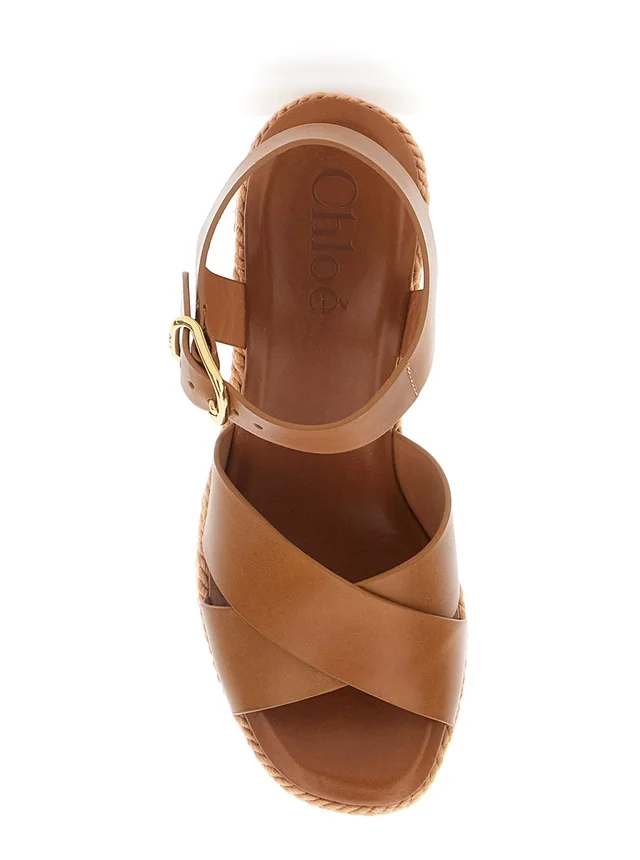 CHLOÉ brown Wedges with embroidered logo on the heel in leather for women in Brown 100 % Calf, photo 8 of 8 from Gaudenzi Boutique