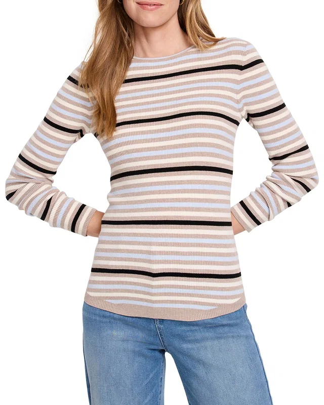 NIC+ZOE Striped Ribbed Sweater T-Shirt, image 1 of 1 from Gilt