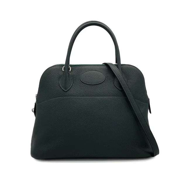 Hermès Bolide 31 Vert Fonce Taurillon Clemence Hand Shoulder Bag 2015 T Stamp Palladium Hardware in Green Clemence leather from Luxury Promise