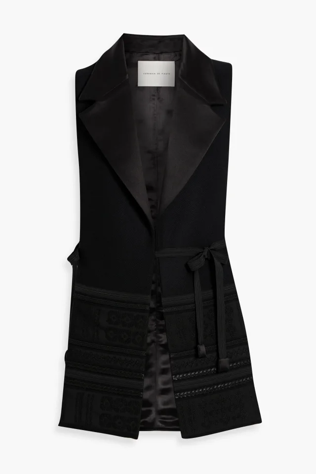 Grosgrain, Duchesse-Satin and Wool-Blend Twill Vest in Black, image 1 of 1 from THE OUTNET