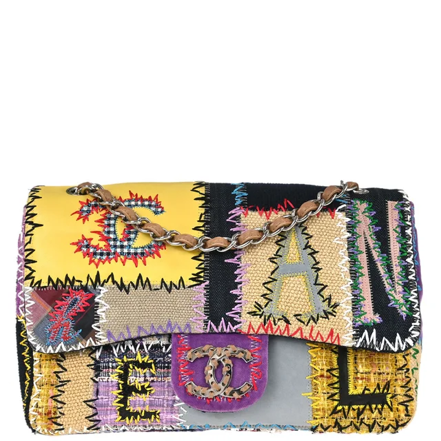 Chanel 2010-2011 Beige Tweed Patchwork Jumbo Shoulder Bag in Beige Tweed from AMORE Vintage Tokyo