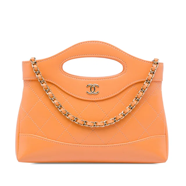 Orange Chanel Nano Shiny Crumpled Calfskin 31 Shopping Bag Satchel in Orange Calfskin from Designer Revival