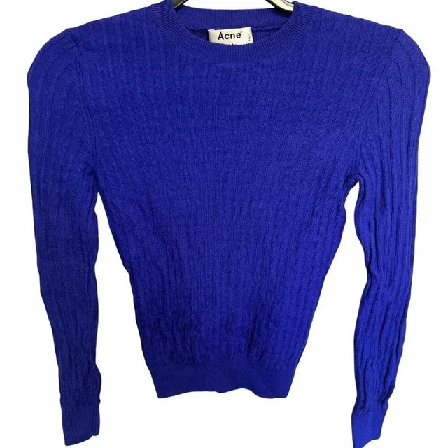 Acne Studios High Crewneck Wool Ribbed Long Sleeve in blue Wool from Poshmark