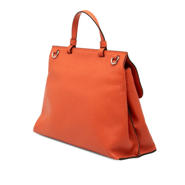 Orange Gucci Medium Leather Bamboo Daily Satchel in Orange Leather from Designer Revival, photo 2 of 2