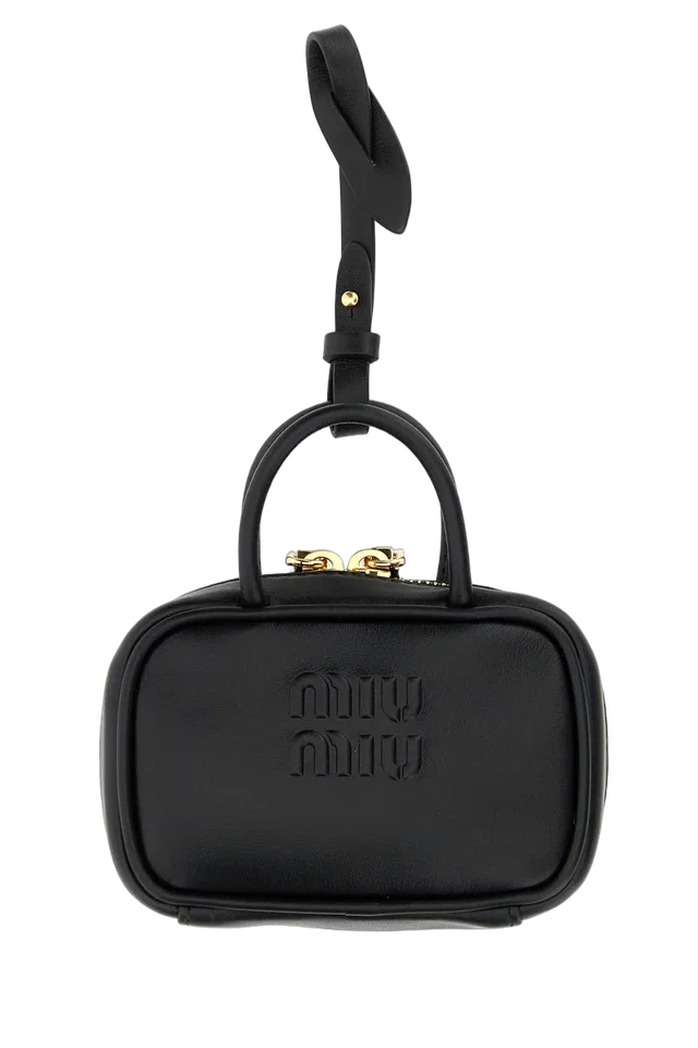 Miu Miu Leather Top Handle Wallet — Black in Black Leather from HEWI