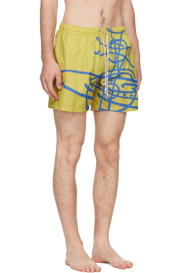 Vivienne Westwood Yellow Surf Boxer Swim Shorts, photo 2 of 4 from SSENSE