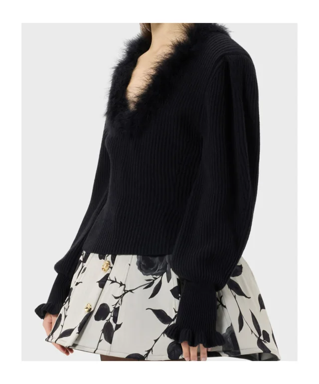 Blumarine Wool jumper with fur-trimmed neckline, photo 4 of 5 from SENSER