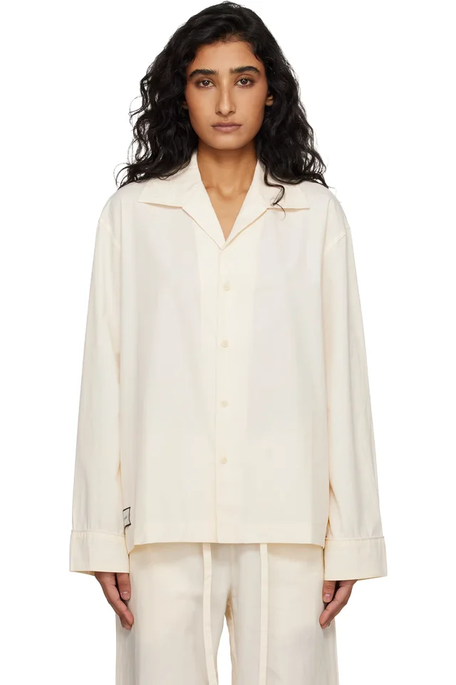 Entire Studios Off-White LS Pyjama Shirt, image 1 of 1 from SSENSE