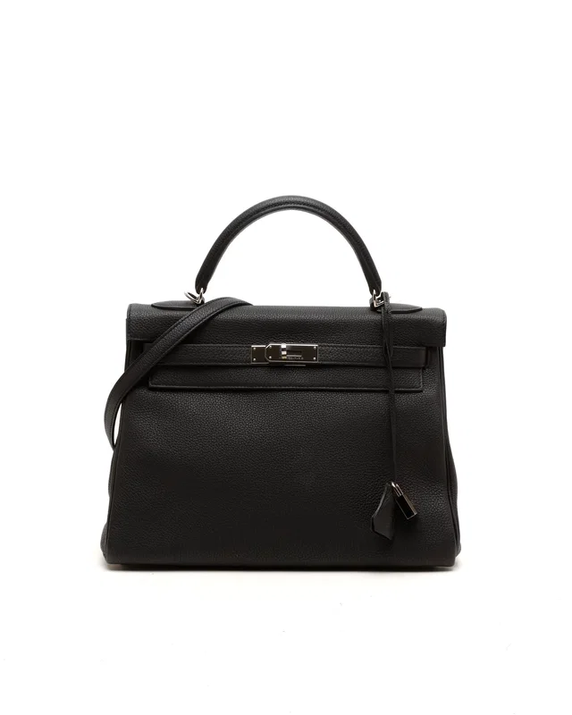 Hermès Togo Kelly II Retourne 32 Noir Bag in Black Togo leather from A Retro Tale
