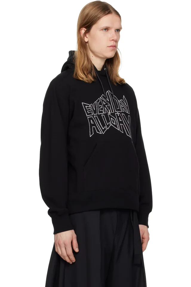 Black 'geoff sacai' Print Hoodie, photo 2 of 4 from SSENSE