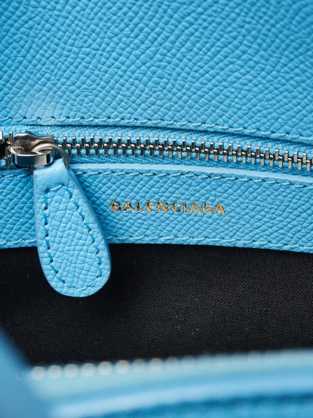Balenciaga Light Blue Pebbled Leather Small Ville Satchel Bag in Blue Leather from Yoogis, photo 9 of 11