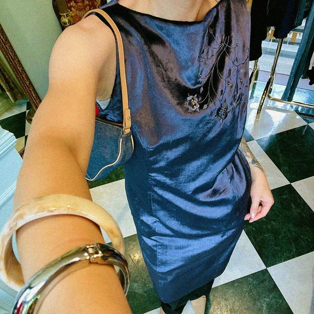 Givenchy Velour Floral Design Sleeveless Dress #42 Purple in Purple from VINTAGE QOO TOKYO