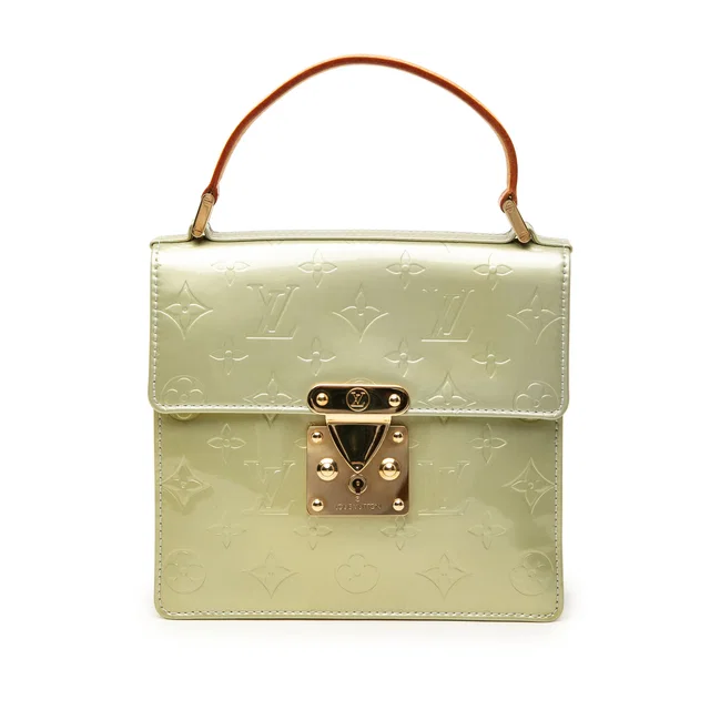 Green Louis Vuitton Monogram Vernis Spring Street Satchel in Green Leather from Designer Revival