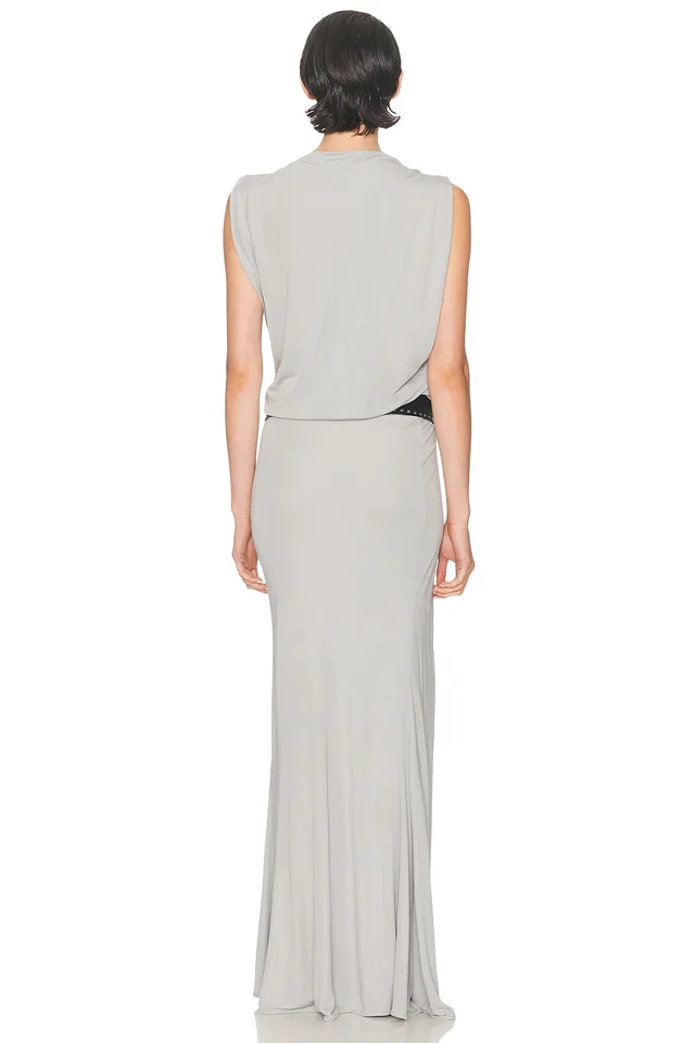 Christopher Esber Leather Belted Drop Jersey Dress in Grey, photo 2 of 2 from FWRD