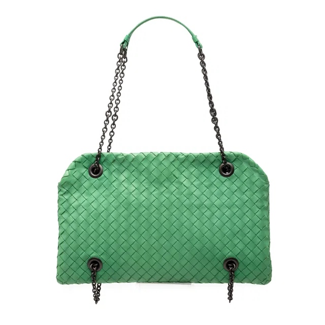 Green Bottega Veneta Nappa Intrecciato Duo Shoulder Bag in Green Nappa leather from Designer Revival