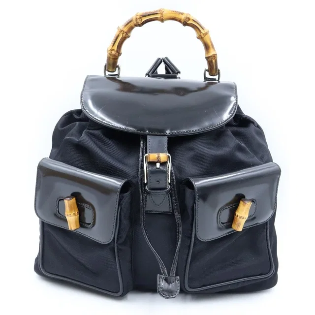 Gucci Bamboo Leather Backpack Black in Black Leather from The Reluxe