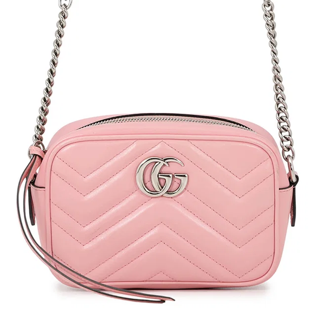 Gucci GG Marmont Matelasse Mini Shoulder Bag Pink634936 Leather in Leather from GALLERY RARE