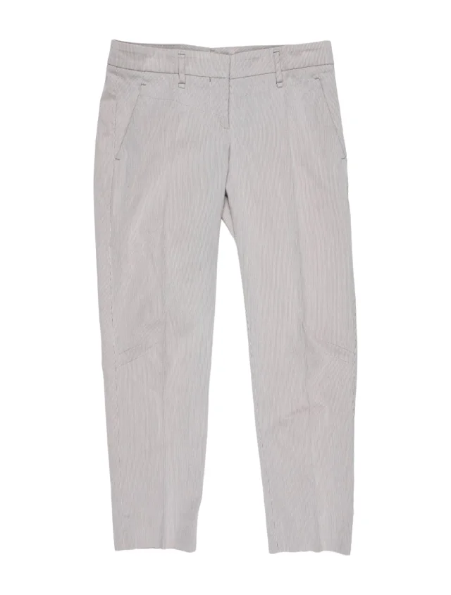 Brunello Cucinelli Striped Straight Leg Pants in gray from The RealReal