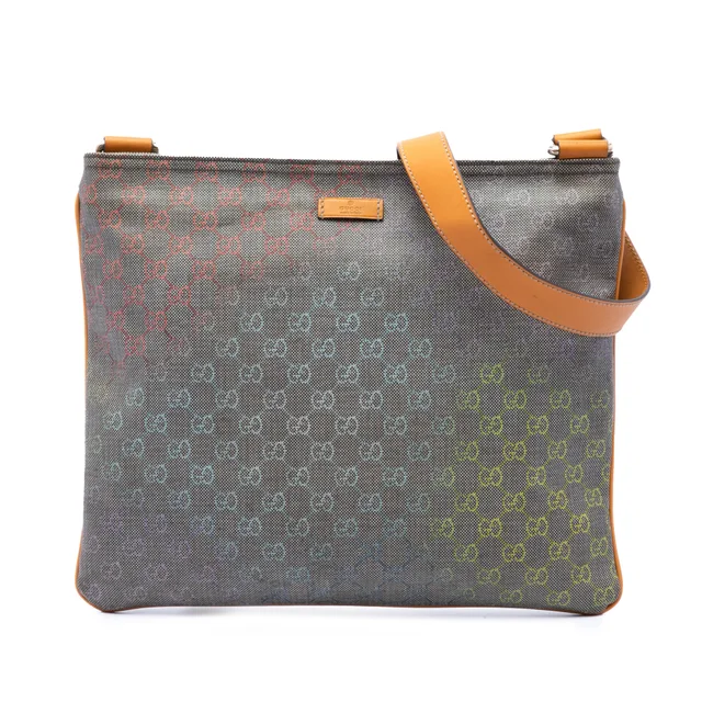 Gray Gucci Multicolor GG Supreme Crossbody in Grey Coated canvas from Designer Revival