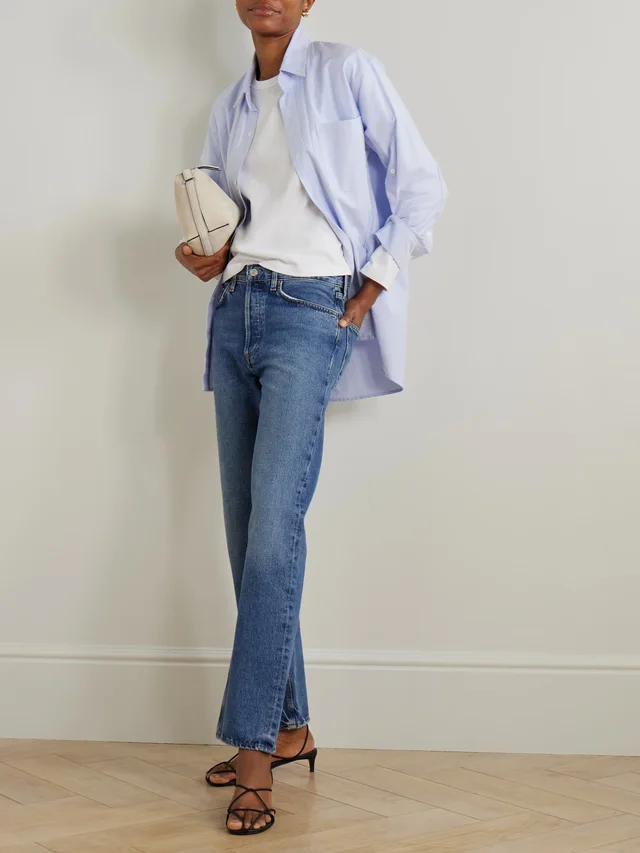 AGOLDE Lana distressed mid-rise straight-leg jeans in Blue, photo 2 of 2 from NET-A-PORTER (Canada)