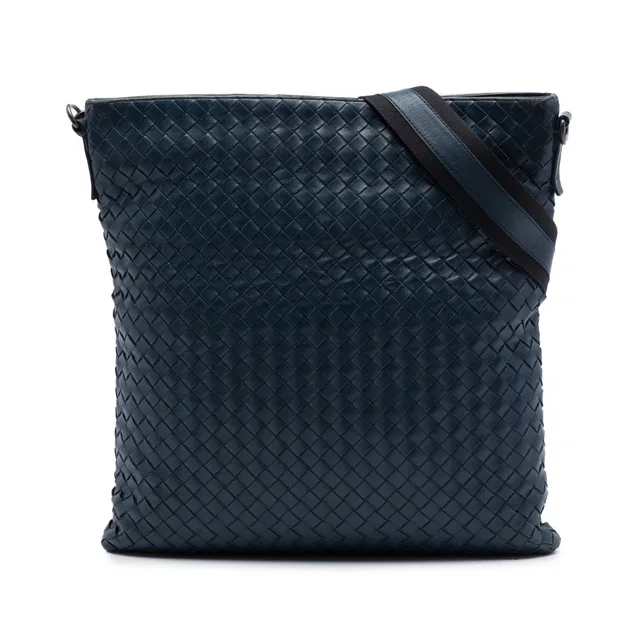 Blue Bottega Veneta Nappa Intrecciato VN Crossbody in Blue Nappa leather from Designer Revival