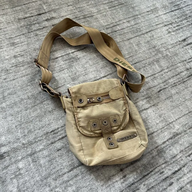 Vintage Military Diesel Avant Garde Crossbody Y2K Bag in Beige in white|neutral from Grailed