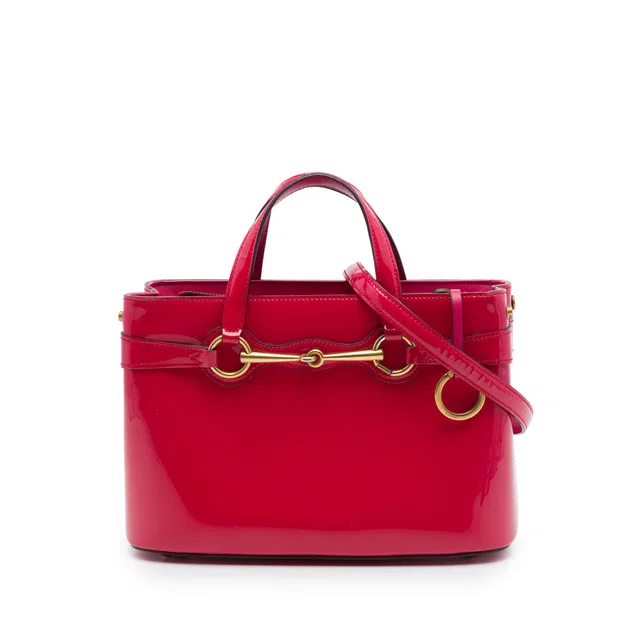 Pink Gucci Patent Bright Bit Satchel in Pink Patent leather from Designer Revival