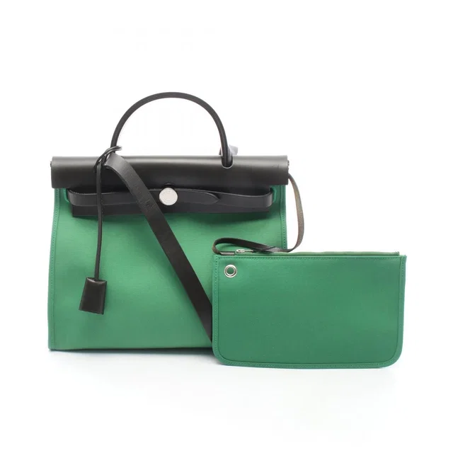 Hermès Handbag Herbag Zip PM 2-Way Bamboo Canvas Leather in Canvas from The Reluxe