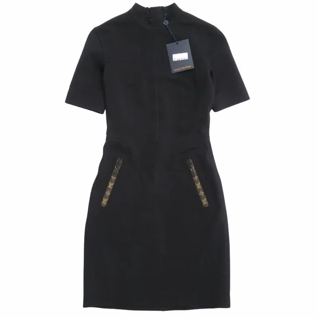 Louis Vuitton Monogram Zipper Dress High Neck Fit 34 Black in Black Nylon from The Reluxe