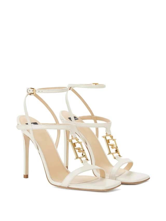 Elisabetta Franchi leather sandals with logo detail, photo 2 of 2 from FARFETCH