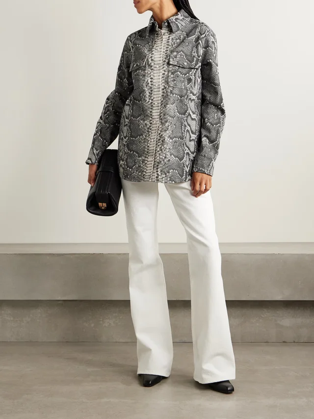 GABRIELA HEARST John Austin snake-print recycled denim shirt in Grey, photo 2 of 2 from NET-A-PORTER (Canada)