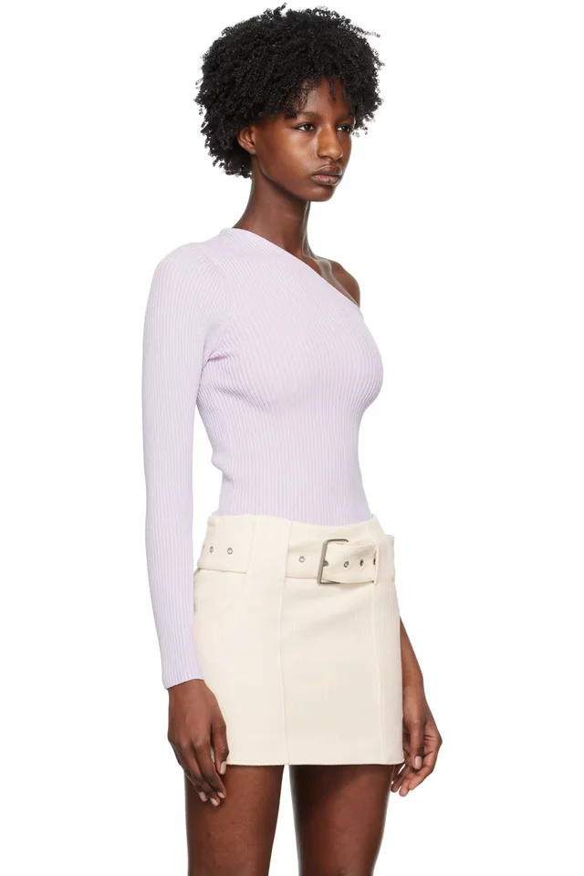 REMAIN Birger Christensen Purple Single-Shoulder Long Sleeve T-Shirt, photo 2 of 4 from SSENSE